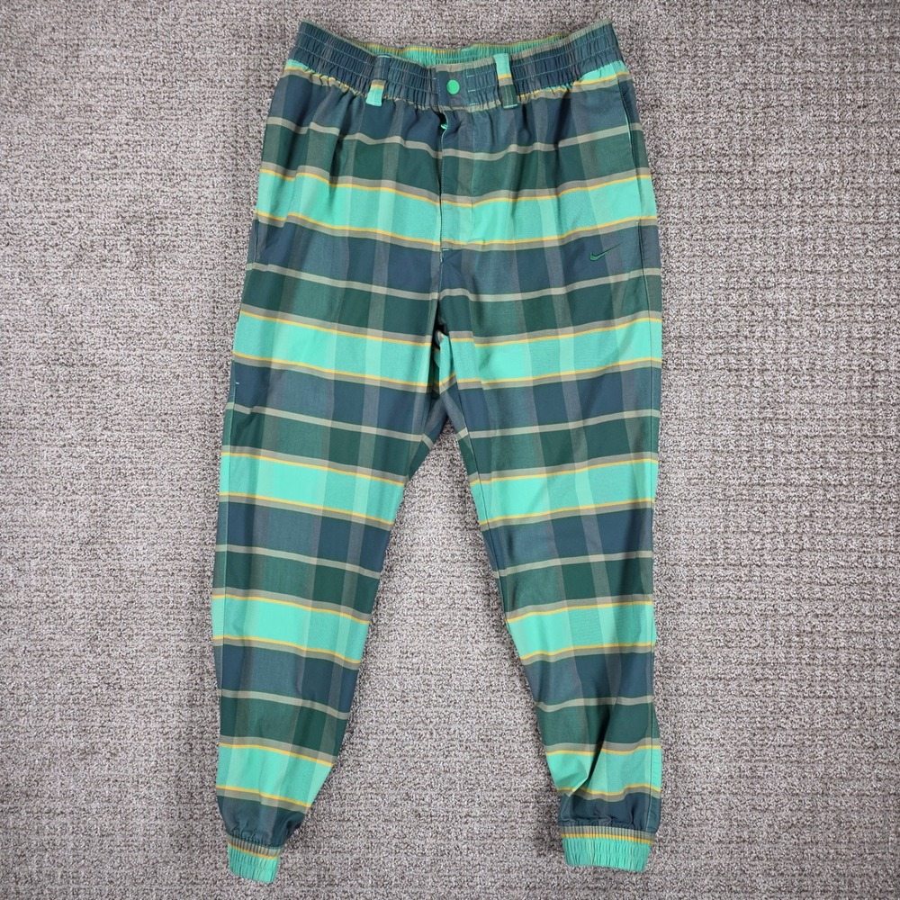 Nike Dri-Fit Unscripted Phoenix Slim Plaid Joggers Mens Large Green Golf Pants